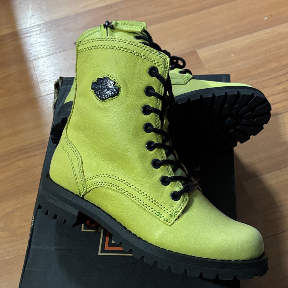 Harley-Davidson Lime Green Ankle Boots - Picture 2 of 5